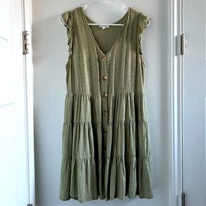 Blu Pepper Green Button Mini Dress